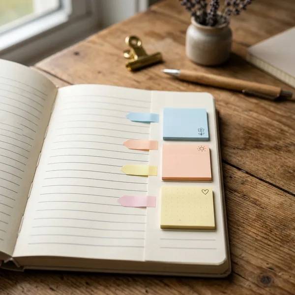 Renkli yapışkanlı mini post-itler
