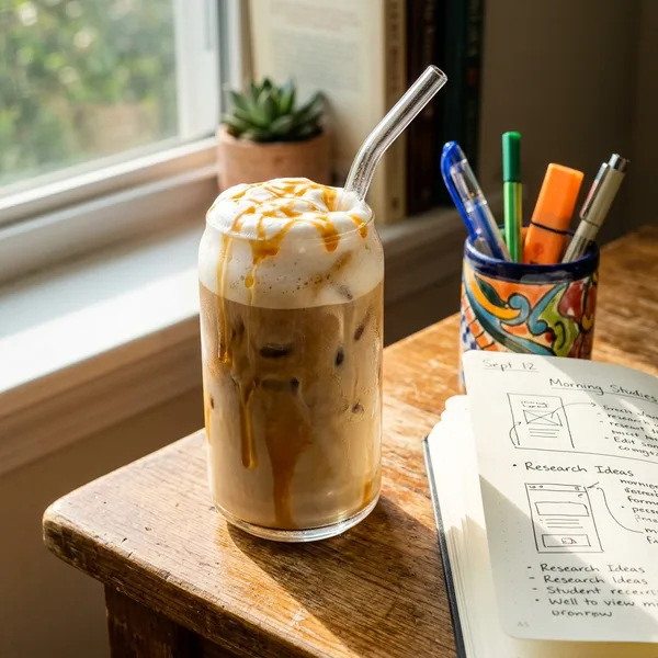 Köpüklü buzlu karamelli latte