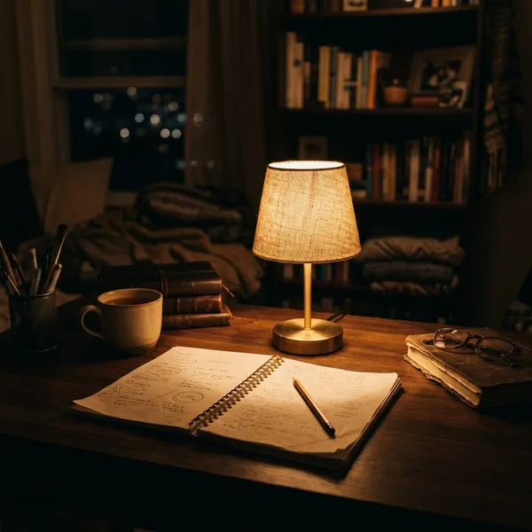 Sadece masaya vuran sarı abajur