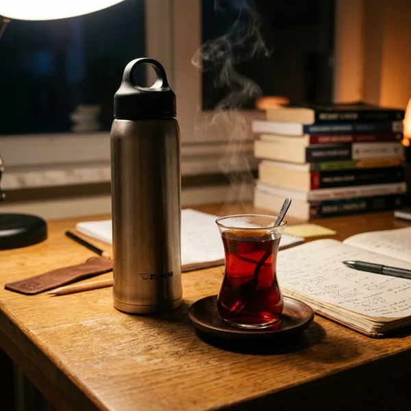 Termosta taze demli siyah çay