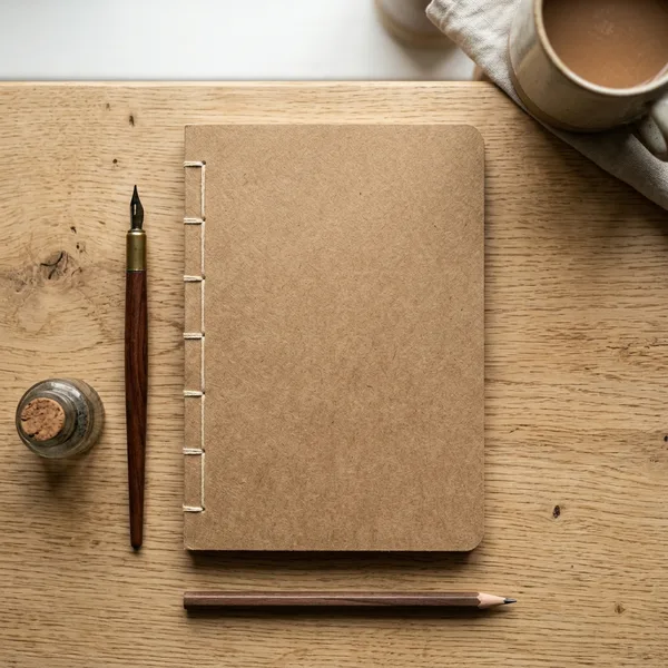 Kraft kapaklı dikişli retro defter