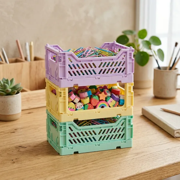 Renkli plastik sepet kutuları