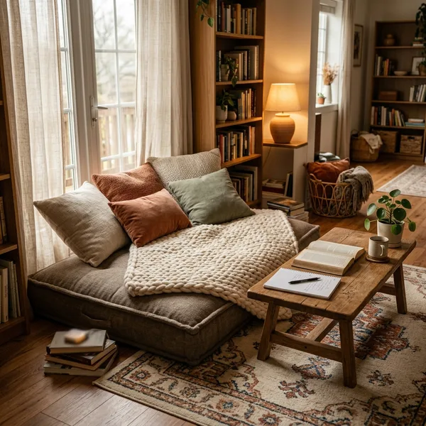 Minderli pelüş battaniyeli köşe