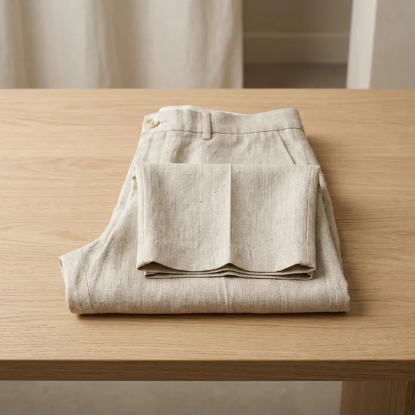 Klasik dökümlü keten pantolon